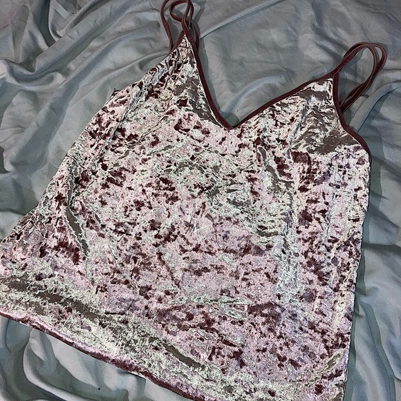 Light pink/silver velvet American eagle tank top - Picture 1 of 5